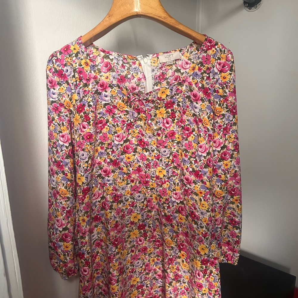 LOFT Floral Dress - Pink, Yellow, Purple